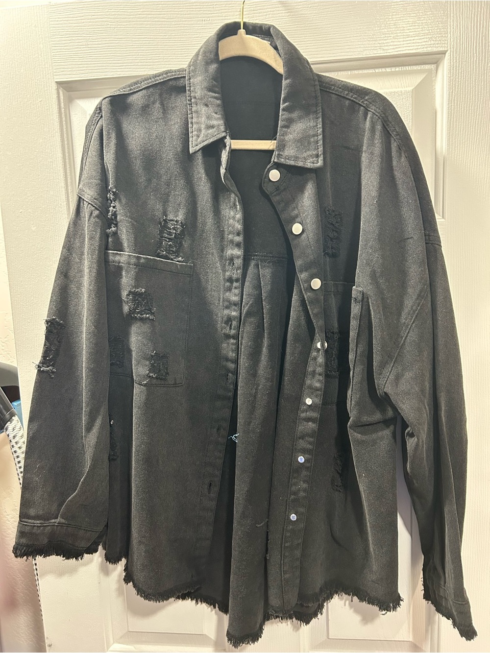 POL Women’s Black Oversized Denim Jacket